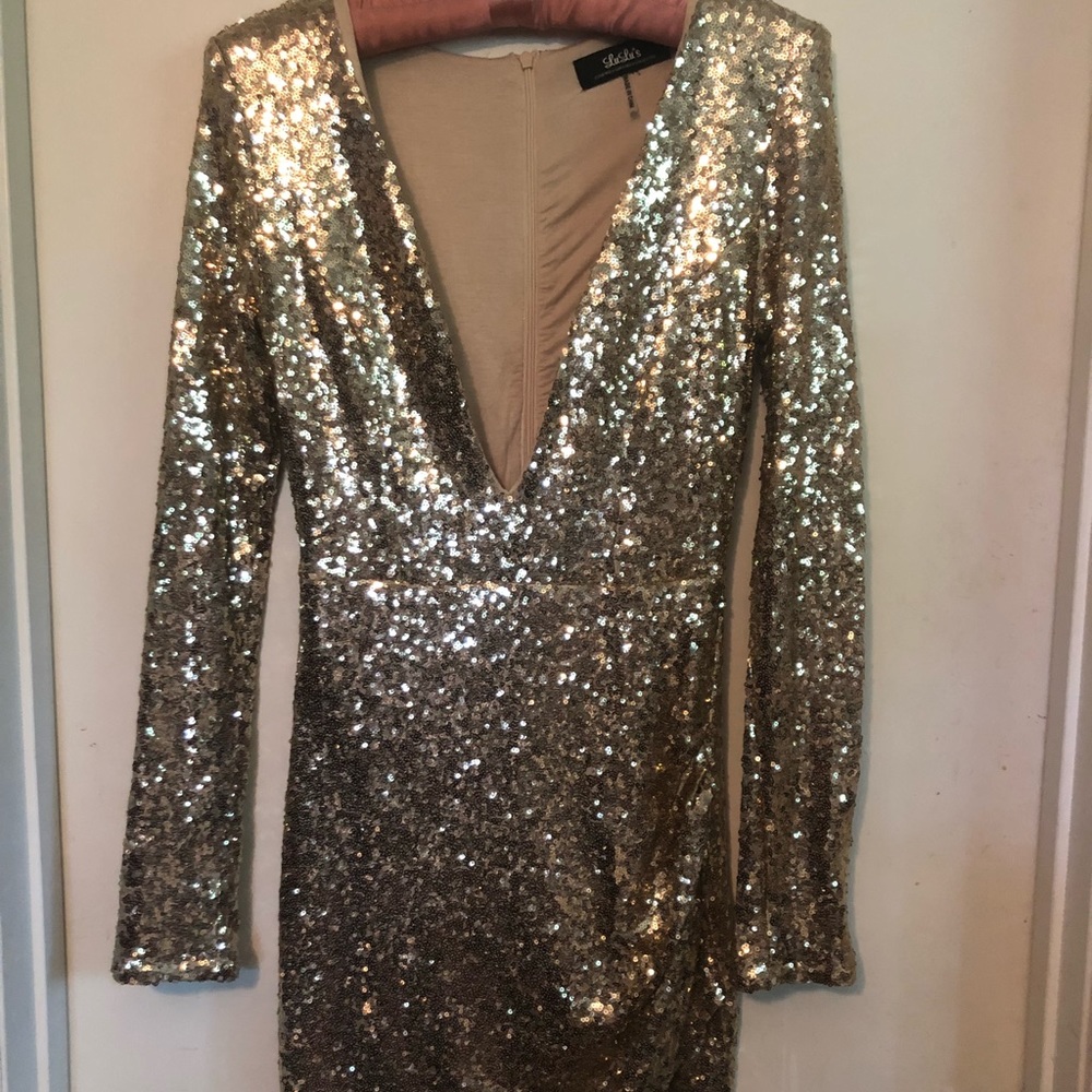 Lulus gold sequin dress NWOT